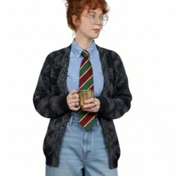 Women’s Charcoal Floral Knit Cardigan Sweater - Unbranded - Picture 14 of 14